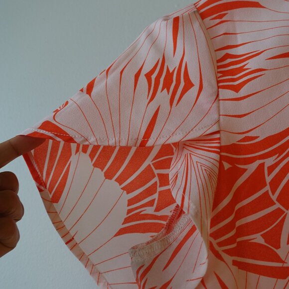 J.Crew Factory orange pink neon floral tulip flutter sleeve top XS 2 - Picture 12 of 14